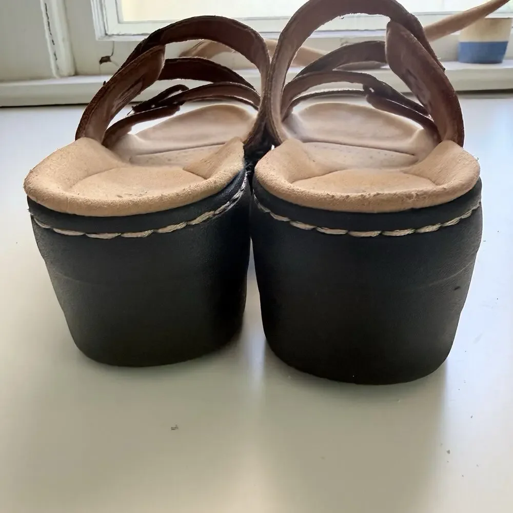 Clarks Samdals Women 11 Merliah Karli 26158235 Tan Leather Comfort